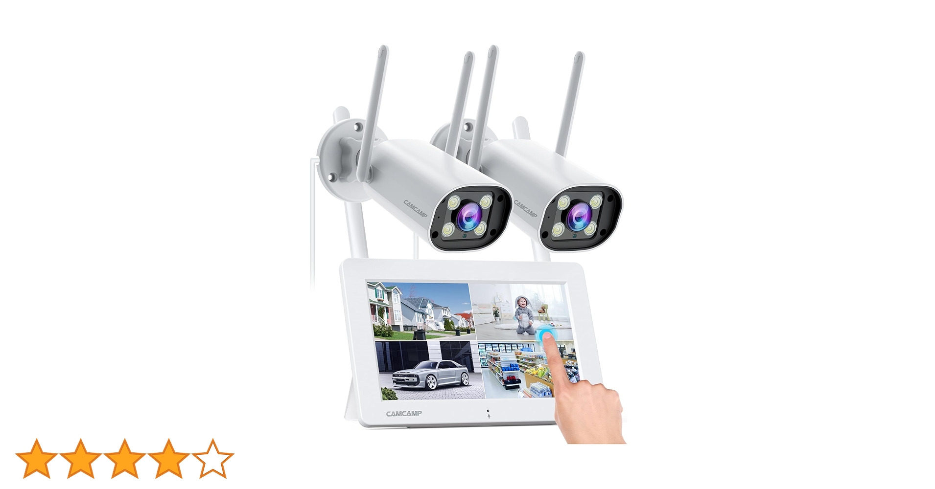 防犯カメラ 屋外ワイヤレス CAMCAMPモニター付き IPSポータブルモニタ一 Amazon.co.jp: 【500万画素対応・タッチスクリーン・内臓